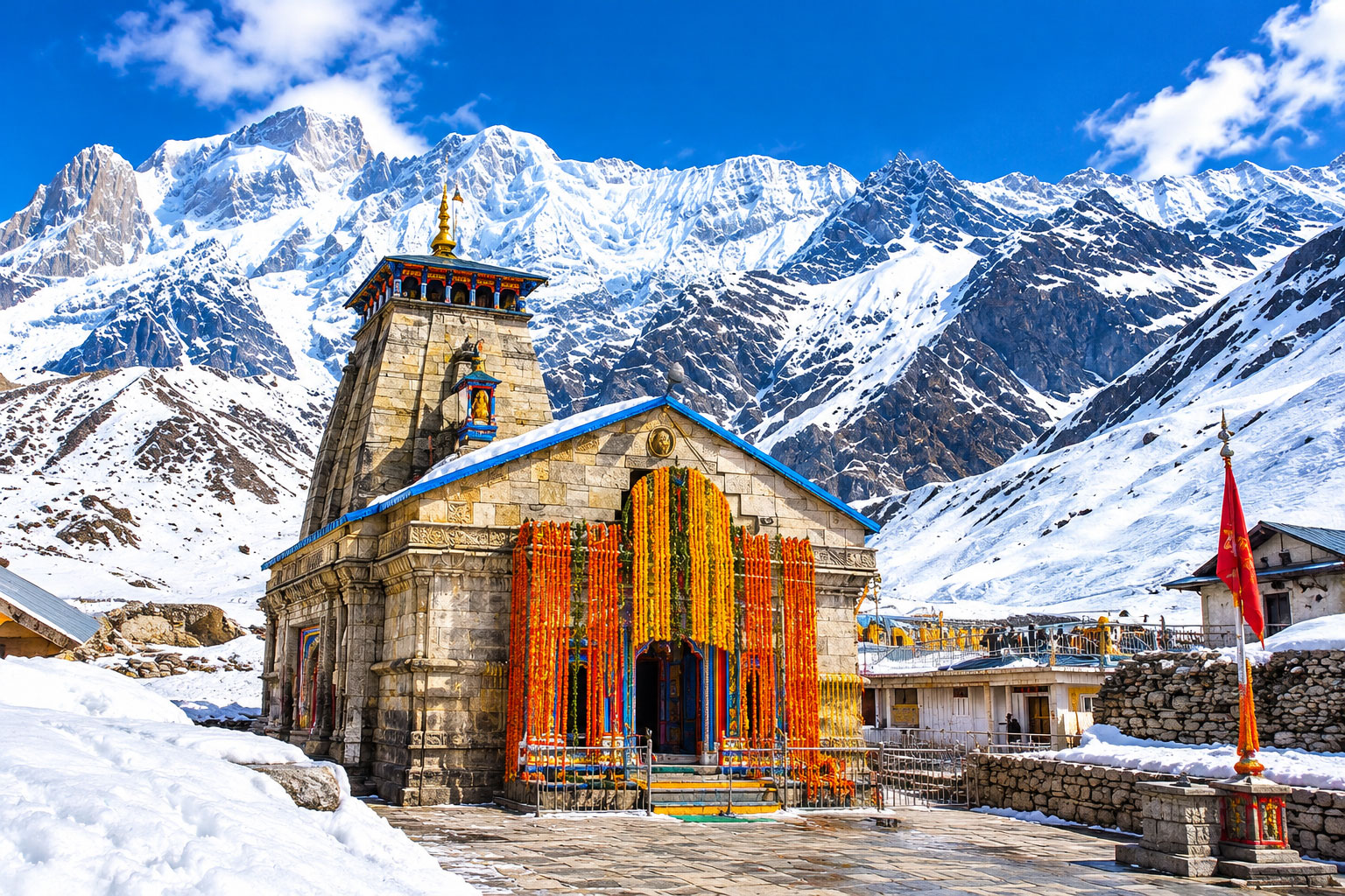 Kedarnath Temple, reached from Mahak Palace in Phata